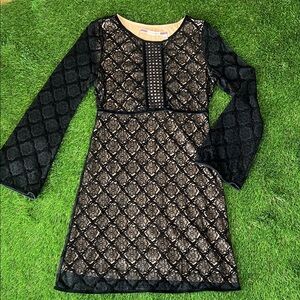 Chelsea & Violet Lace & Velvet Long Sleeve Dress Size M